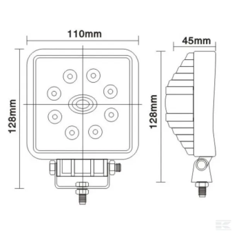 Phare de travail LED carré 24W faisceau large